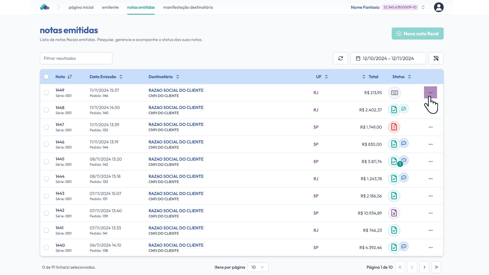 Clique no ícone de três pontos