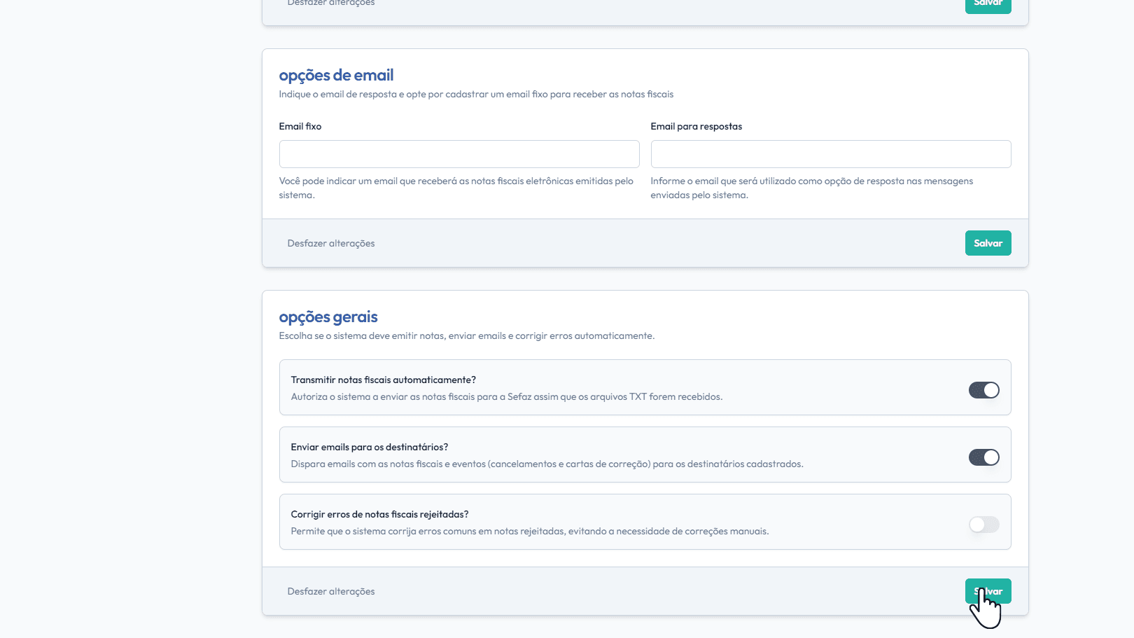 Salve as alterações