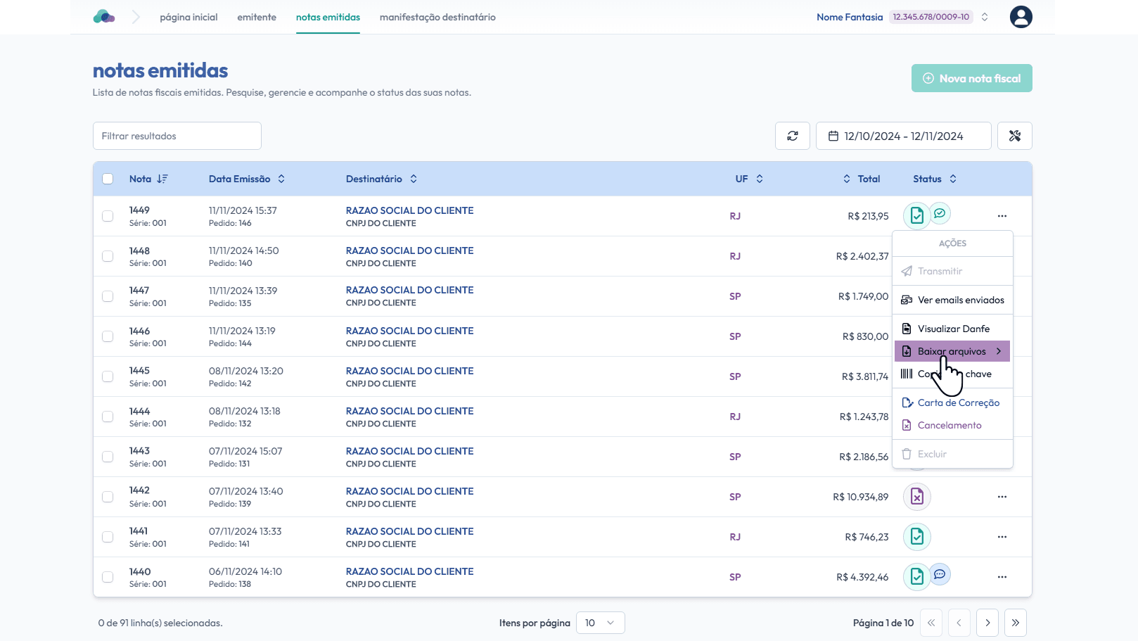 Selecione: Baixar arquivos