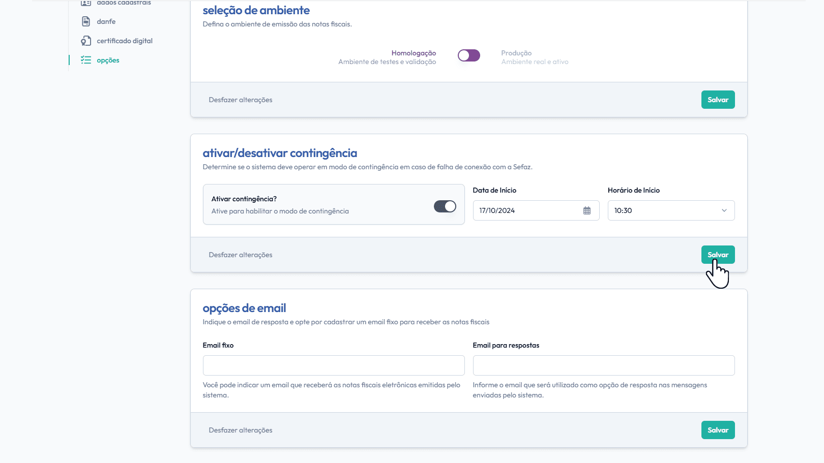 Salve as alterações