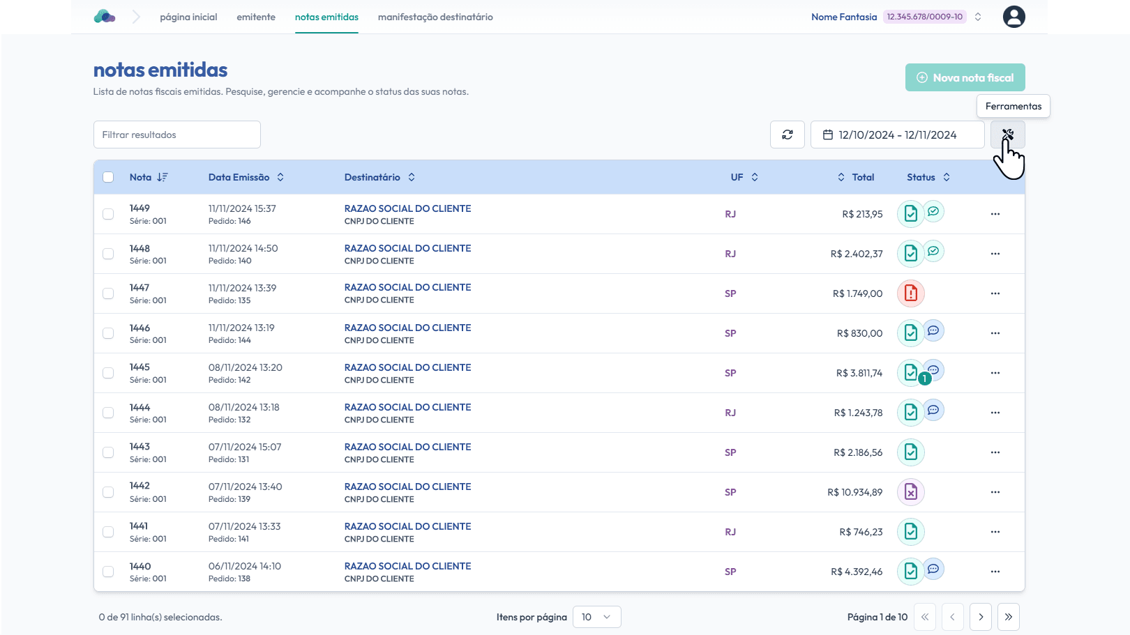 Clique em: ferramentas