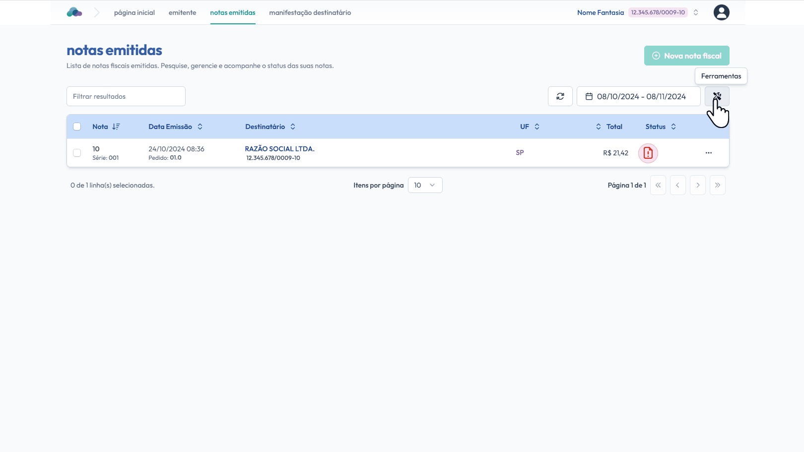 Clique em: ferramentas