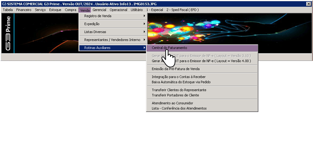 Clique em: Central do Faturamento