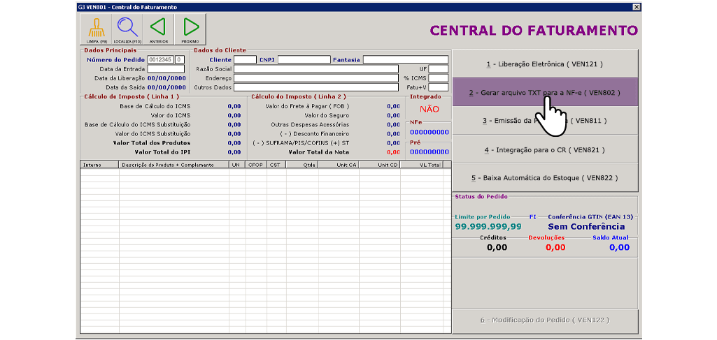Clique em: Gerar arquivo TXT...