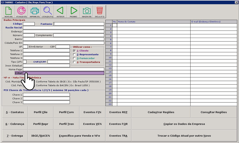 Preencha o campo: E-Mail