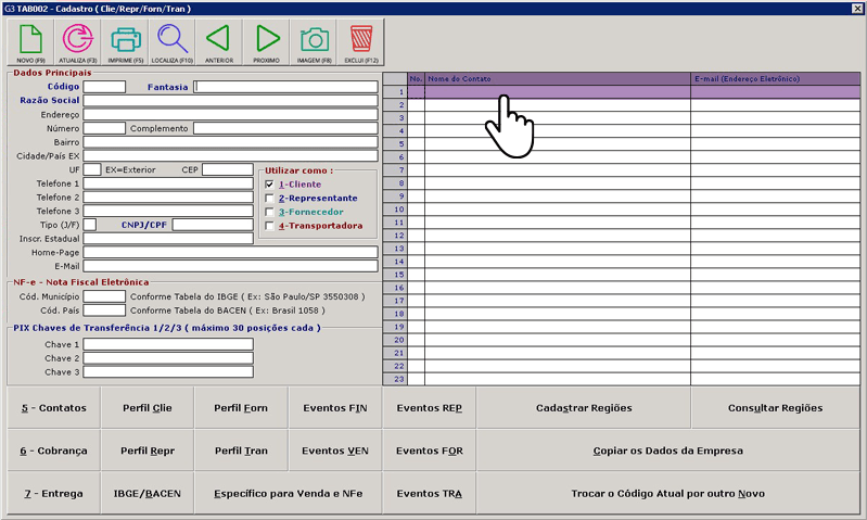 Procure a tabela destacada