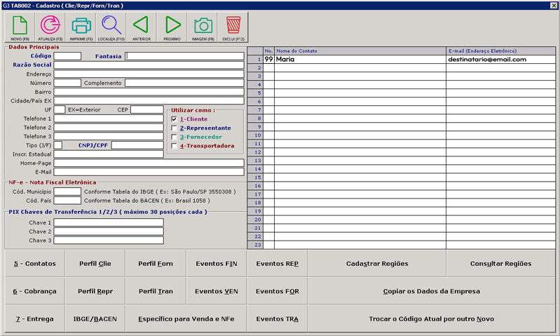Utilize o código 99
