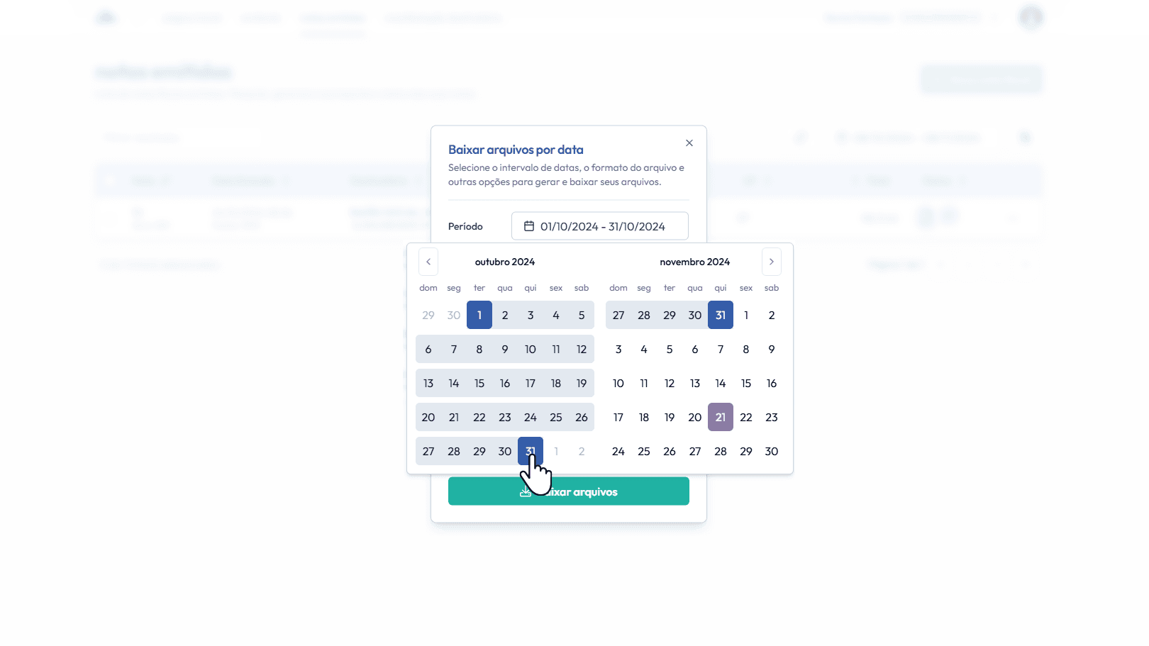 Selecione o período desejado