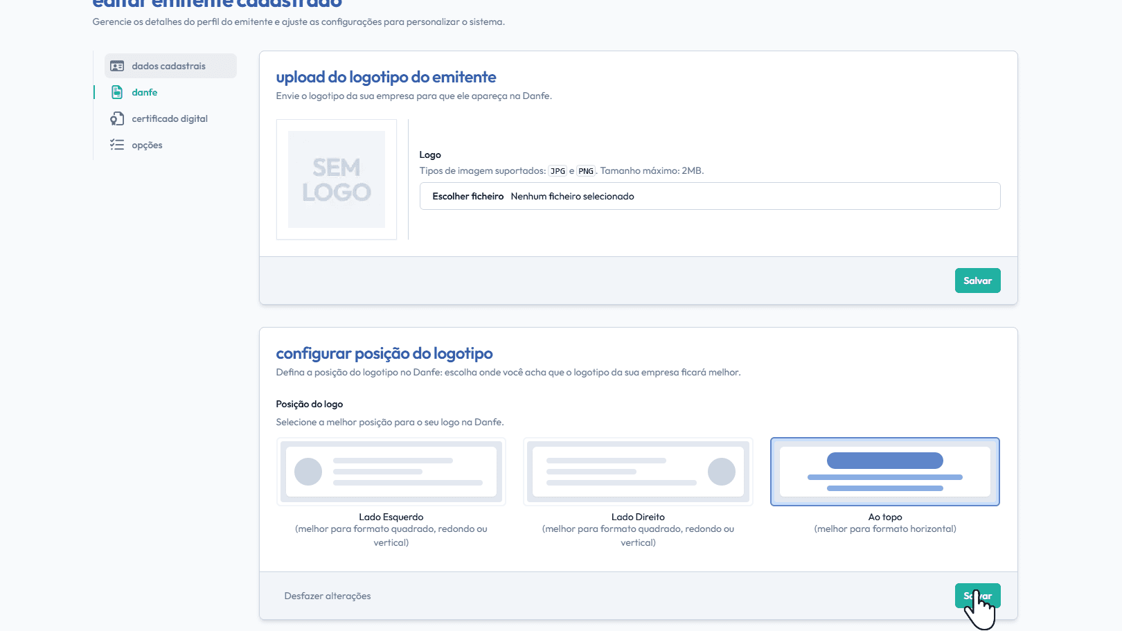 Salve as alterações